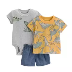 Conjunto de roupas de algodão do bebê recém-nascido, dinossauro bonito dos desenhos animados, manga curta, shorts, macacão, roupas infantis, 6-24m, verão - Wolf Magazine