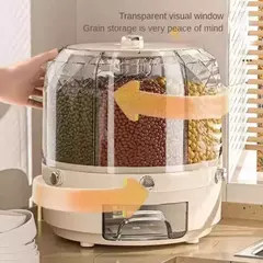 Cozinha Caixa De Armazenamento Com 360 Graus De Rotação, Distribuidor De Arroz, Selado, Cereal Seco, Balde De Grão, À Prova De Umidade, Recipiente De Alimento na internet