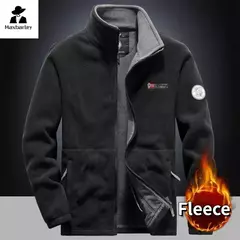 Inverno quente jaqueta de lã masculina escalada duplo engrossado bolso jaqueta ao ar livre gola alta à prova vento esqui moletom casaco masculino - comprar online