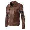 Jaqueta de couro masculina com gola alta casual de motocicleta, tops sólidos e bonito, cosplay, cosplay Leon e Marshall, moda outono e inverno