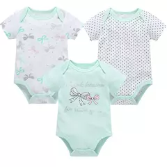 Imagem do Algodão das meninas do bebê Bodysuit de manga curta, recém-nascido Vestuário, Criança, 0-12 meses, 3 6 Pcs por lote