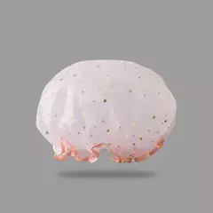 Double-Layer Shower Cap para senhoras, PVC, impermeável, à prova de óleo, banheiro, cozinha, agregado familiar, banhando-se - comprar online