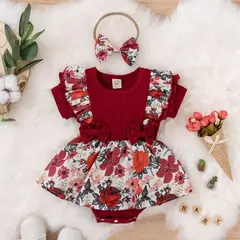 Vestido para a menina do verão, macacão listrado, roupa do algodão, projeto floral, para o recém-nascido - Wolf Magazine