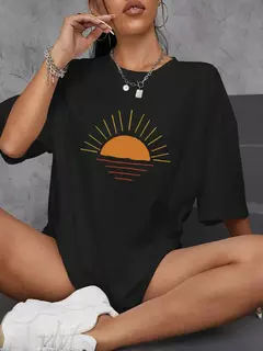 Camiseta estampada criativa feminina solar, tops de verão hip-hop, gola redonda, combina tudo, manga curta, algodão, roupas femininas confortáveis - Wolf Magazine