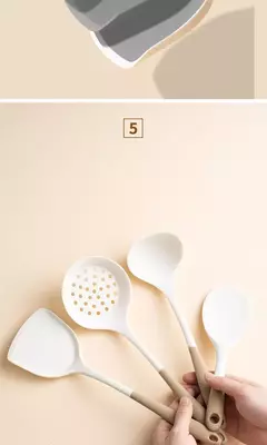Utensílio de cozinha de silicone com panelas antiaderentes, espátula, concha de sopa, colher com fenda, cozinhar ferramentas, 4 pcs - Wolf Magazine