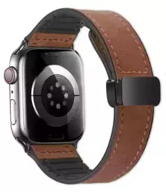 Pulseira magnética, iWatch Series 9, 8, 7, SE, 6, 5, 4, 3, 49mm, pulseira de silicone e couro para Apple Watch, Ultra Band, 41 milímetros, 40 milímetros, 44 milímetros, 42 milímetros