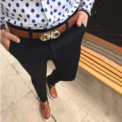 Moda masculina calças casuais negócios sociais fino ajuste apertado calças longas elasticidade formal escritório terno vestido streetwear roupas na internet