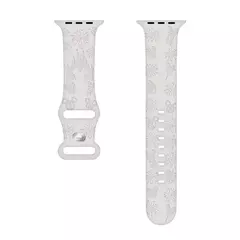 Pulseira de Silicone para Apple Watch, Mickey, Disney, Faixa Floral Gravada, Cute iWatch Series 9, 8, 7, 6, 5, 4, 3, 2, SE, 41mm, 40 milímetros, 38 milímetros