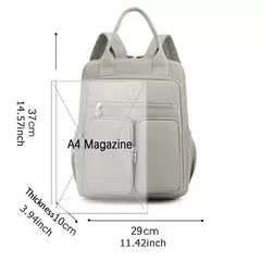 Mochila de nylon impermeável com zíper para mulheres, bolsa de laptop multi-bolso, alça macia, sólida, viagem, fêmea, moda - loja online