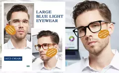 Óculos de leitura quadrados grandes para homens, anti luz azul, óculos acabados, óculos de computador presbiopia, leitor masculino - comprar online