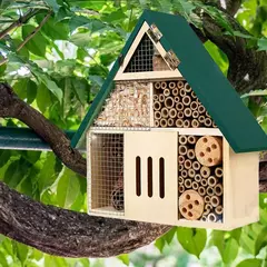 Casa de abelha de madeira, abrigo de reprodução, borboleta, hotel, à prova de intempéries, pendurado, caixa de ninho para cerca ao ar livre, jardim, quintal - comprar online