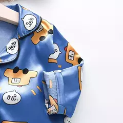 Pijama de manga comprida para meninos e meninas, roupa de casa confortável, calças de seda novas, primavera e outono, 0-4 anos