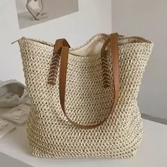 Imagem do Bolsa de ombro tecida para mulheres, bolsa de mão, palha, artesanal, grande capacidade, verão, praia, viagem, tote