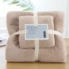 2 pcs/Set Luxo Super Large Toalha Alta Absorvente Soft Coral Fleece Toalha de Banho e Toalhas Rosto Conjunto para Adultos 70x140cm 35x75cm