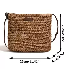 Bolsas boêmias de praia de palha para mulheres, alta capacidade, bolsa de ombro artesanal, bolsas de tecido casual, bolsa
