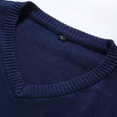 Camisola de algodão tricotada com decote v masculino, pulôveres slim fit, monocromático, marca casual, suéteres masculinos, outono 2022 - comprar online