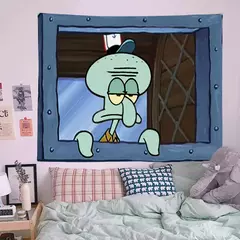 Lula Molusco Tentáculos Desenhos Animados Pano De Fundo, Tapeçaria Estética Quarto, Pendurado Na Parede, Decoração Do Quarto