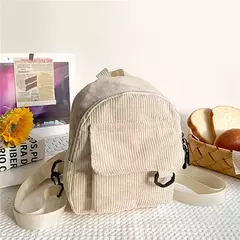 Mini mochila feminina, mochila escolar de veludo simples pequena, grande capacidade, mochila feminina durável, monocromática, casual, viajando, moda - loja online
