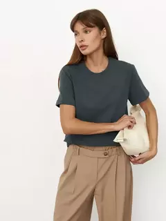 Imagem do Bornladies-Camiseta solta de manga curta feminina, tops sólidos básicos, camisas de assentamento elegantes, 100% algodão, 230g/?, verão