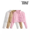 TRAF-camisas popeline soltas para mulheres, manga comprida, blusas femininas com botões, tops chiques, vintage e na moda