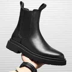 Chuteira de plataforma preta masculina, bota de tornozelo, sapato de escorregar, moda, outono, inverno, novo, 2022 na internet