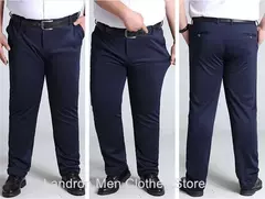 Calça de vestido reto grande para homens, alta esticada, escritório, preta, azul, cinza, calças de terno formal, plus size, 52, 50, 48, 46 na internet