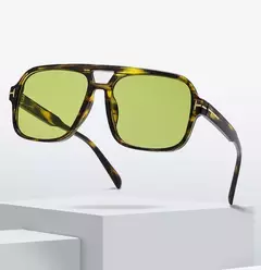 Óculos de sol piloto retrô para homens e mulheres, quadrados, pontes duplas, armação extragrande, tons, UV400, tendências, moda, atacado, novo - Wolf Magazine