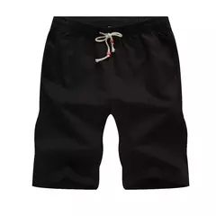 Bermuda masculina de algodão, calções casuais masculinos, calções pretos, roupas de praia, marca clássica, verão 2022 - loja online