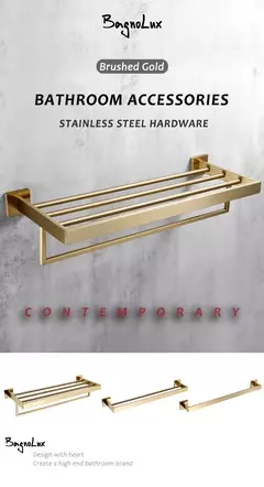 Escovado Ouro Acessórios Do Banheiro Conjunto, suporte Da Escova Do Vaso Sanitário, suporte Do Papel Higiênico, Barra De Toalha, Cremalheira Do Trilho, Gancho De Cabide, Hardware Saboneteira - Wolf Magazine