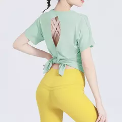 Roupas femininas de ioga de manga curta, camiseta simples de fitness, corrida esportiva de ginástica, nova moda, primavera e verão, 2024 na internet