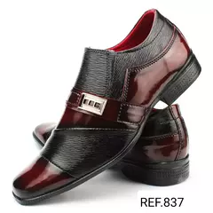 Sapato Social Masculino Luxuoso Moderno Confortável Sintético duas Cores Detalhe Metal Calce Fácil Moda Elegante 837 na internet