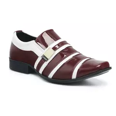 Sapatos Masculino Social Design Sofisticado Moderno duas Cores Verniz Sintético Alto Brilho Fácil Calce 853