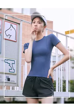 Top de ioga de manga curta respirável para mulheres, esporte Fitness, treino, corrida, secagem rápida, ginásio camiseta, novo, 2024 - comprar online