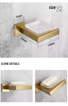 Escovado Ouro Acessórios Do Banheiro Conjunto, suporte Da Escova Do Vaso Sanitário, suporte Do Papel Higiênico, Barra De Toalha, Cremalheira Do Trilho, Gancho De Cabide, Hardware Saboneteira - comprar online