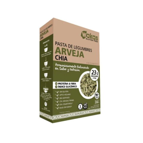 WAKAS Fideos de arveja y chía sin TACC 250 gr