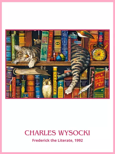 Quebra-cabeça 1000 Peças O Gato Frederick the Literate, Os Gatos de Charles Wysocki | Com Pôster