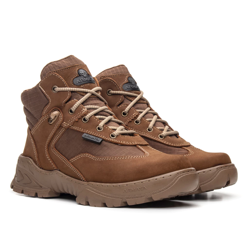 Bota Adventure Trilha Tática Militar Couro Legítimo Cano Curto V Max Coyote
