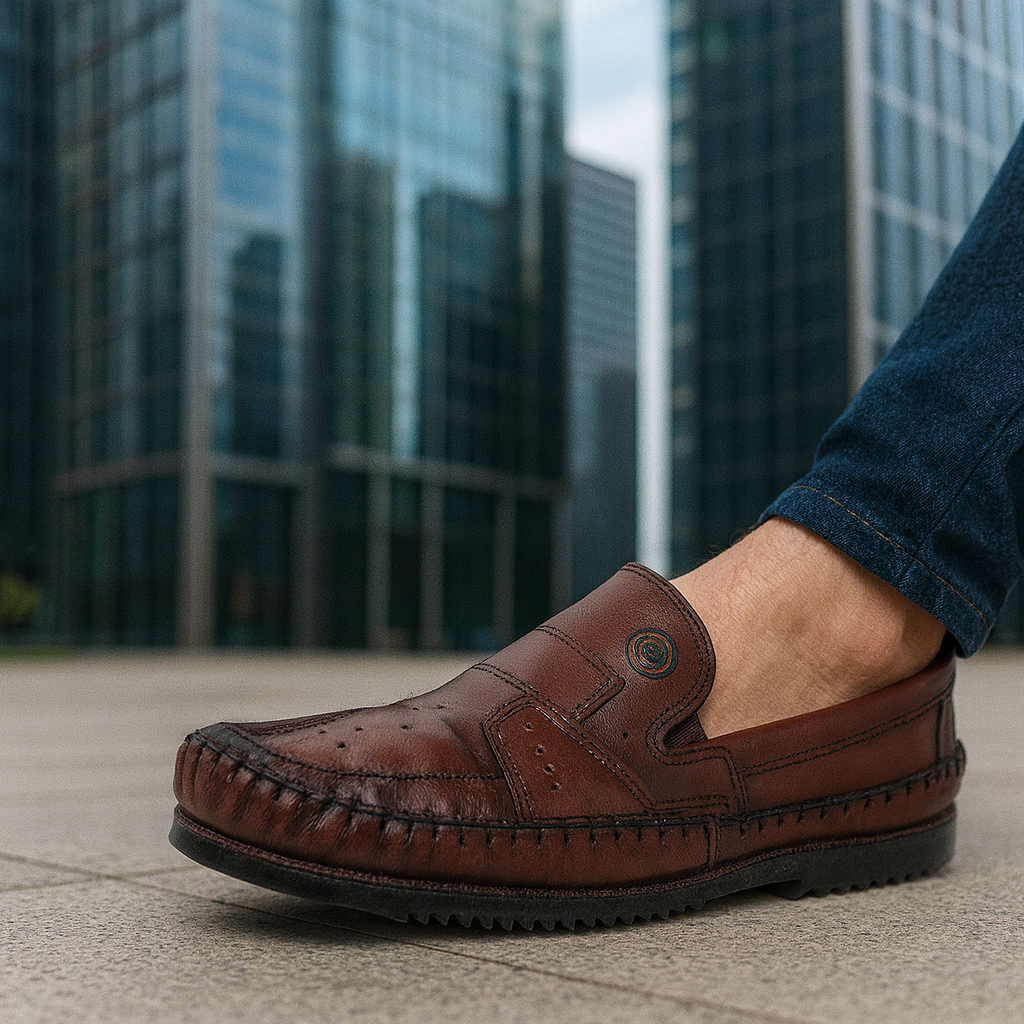 Sapatilha Mocassim Masculino 100% Couro Bovino Café