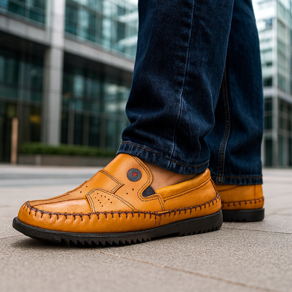 Sapatilha Mocassim Masculino 100% Couro Bovino Whisky