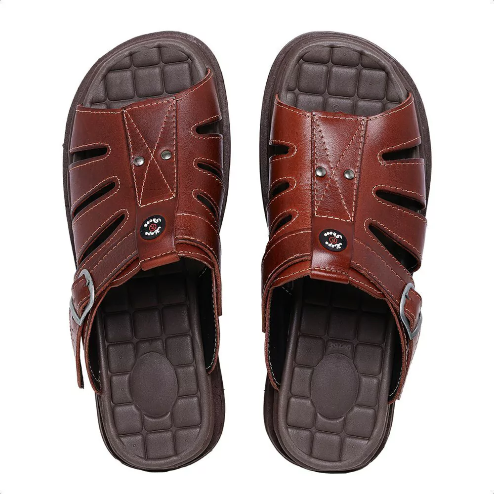 Sandália Chinelo Masculino Couro Legítimo Anti-stress Franciscana Café