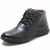 Bota masculina de couro preto com palmilha gel e solado de borracha ortopédica, ideal para uso casual.
