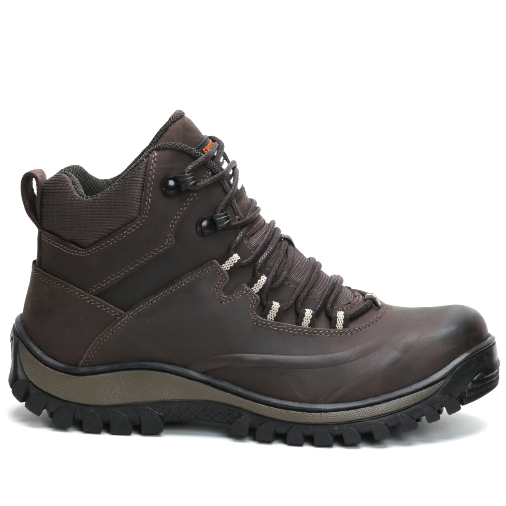 Bota Coturno Masculino Adventure Militar Trilha Em Couro Café com CA 1903
