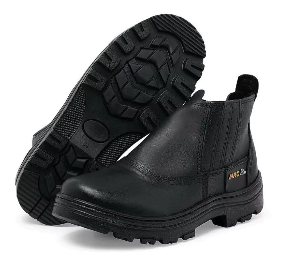 Bota De Segurança Masculino Couro Com Biqueira Elastico