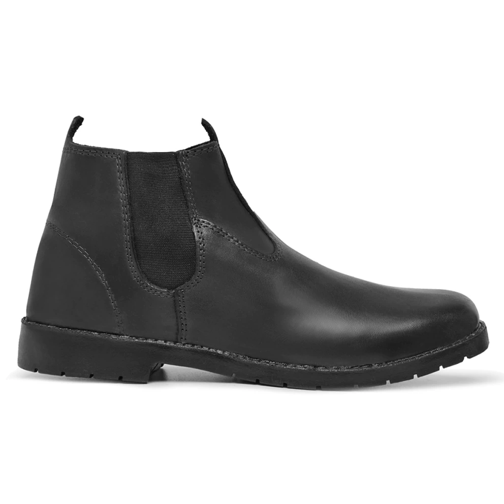 Botina Masculina Couro Legitimo Solado De Pneu Resistente Para Trabalho Preto