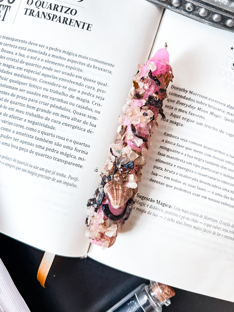 Vela Ritualística Artesanal de Afrodite com concha natural do mar