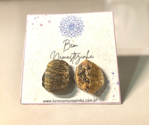 Brinco Pedra Bruta - Olho de Tigre - comprar online