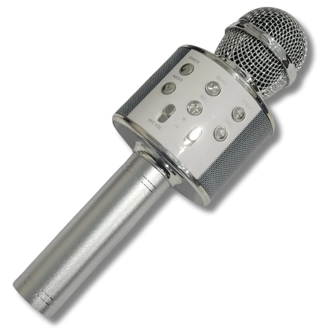 Microfone Infantil Bluetooth Para Karaokê Kids Prata - comprar online
