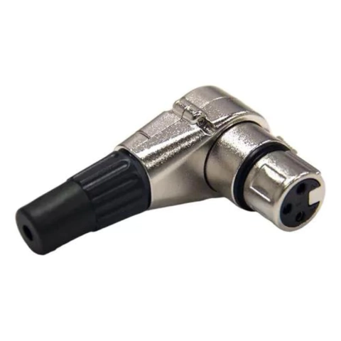 Plug XLR Fêmea 90º Metal Profissional Níquel MXT