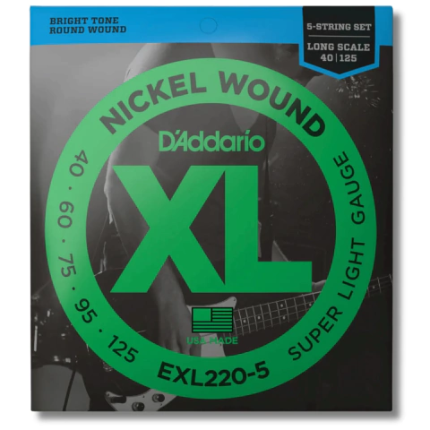 Encordoamento Baixo 5 Cordas 40-125 D'Addario XL EXL220-5