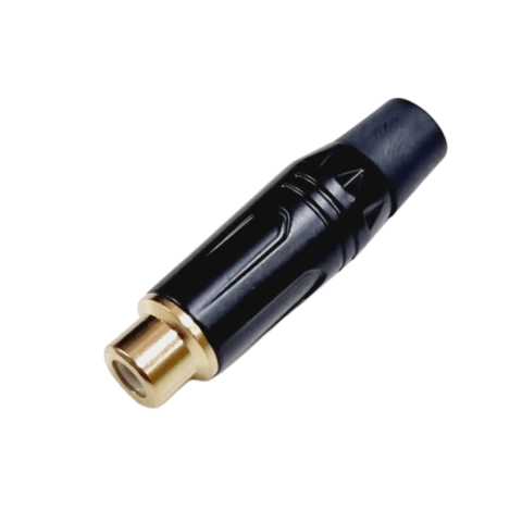 Plug RCA Fêmea Profissional Preto Dourado Preto MXT